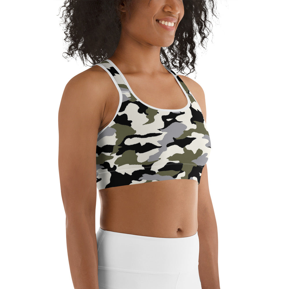 MMD Green/Black/White Camo Sports bra - Making Moves Daily