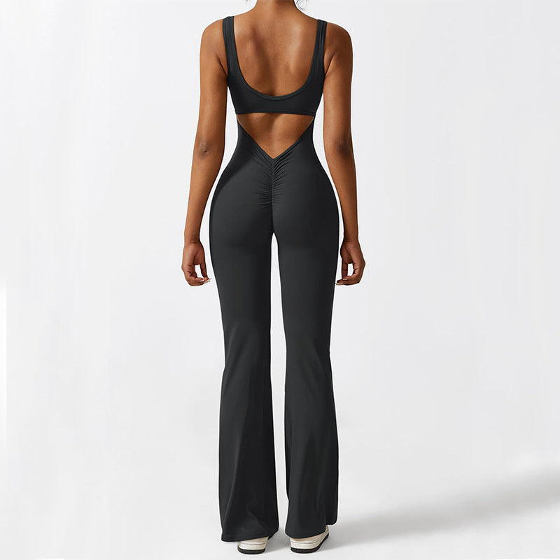 Women Sleeveless Flare Jumpsuits Fitness Yoga Long Pants - Making Moves Daily 