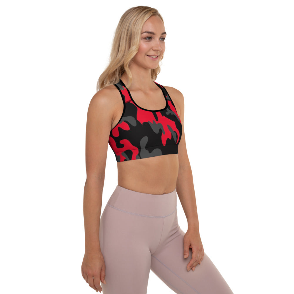 MMD Red Camo Padded Sports Bra - Making Moves Daily 