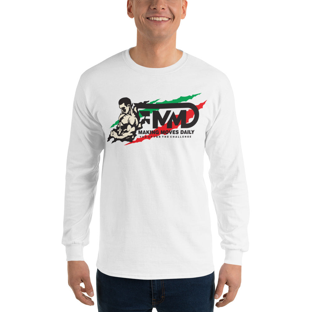 MMD Muscle Man Long Sleeve T-Shirt B w/ Black Print - Making Moves Daily 
