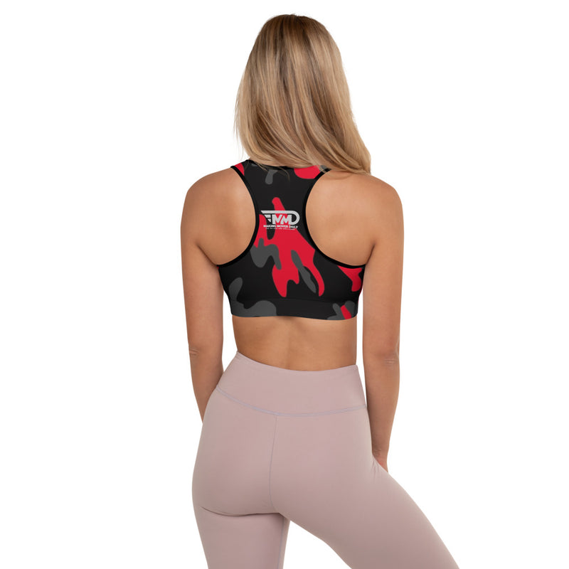 MMD Red Camo Padded Sports Bra - Making Moves Daily 
