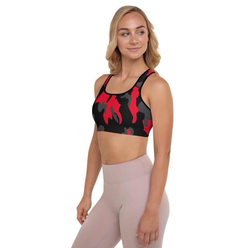 MMD Red Camo Padded Sports Bra - Making Moves Daily 