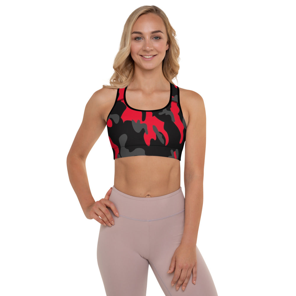 MMD Red Camo Padded Sports Bra - Making Moves Daily 