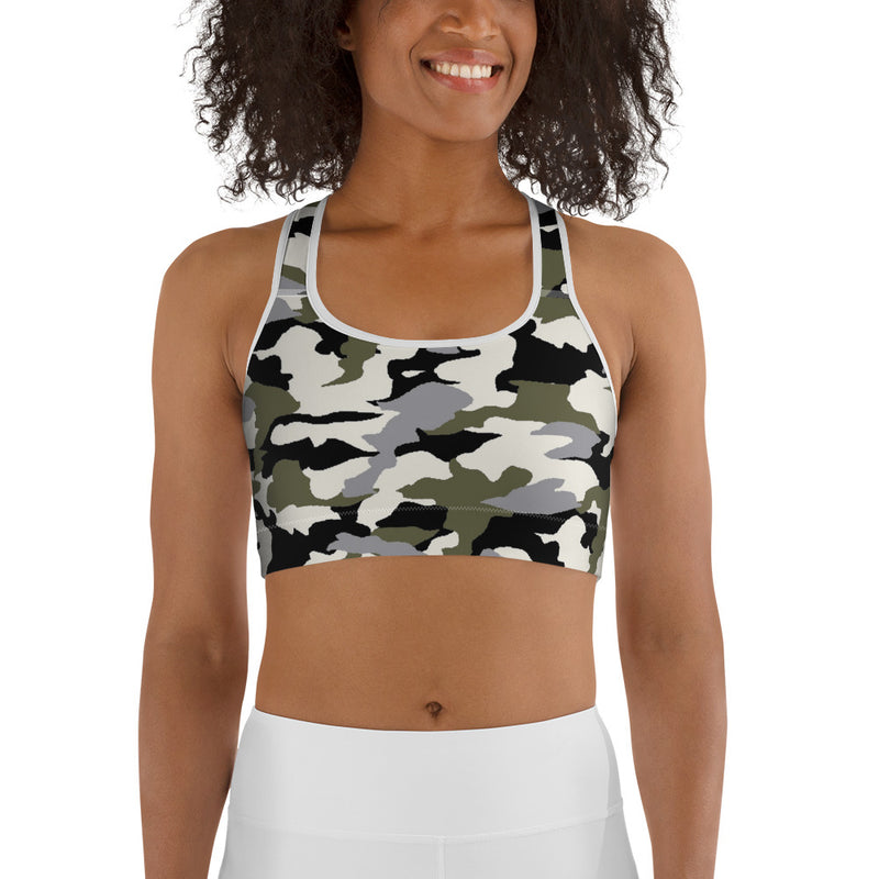 MMD Green/Black/White Camo Sports bra - Making Moves Daily 