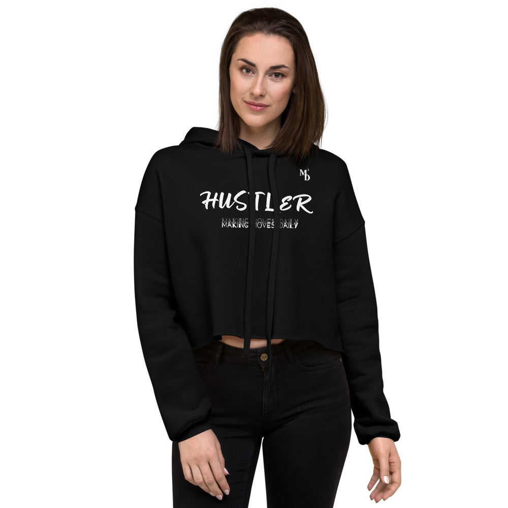 Women's Crop Hoodie | M2D, Hustler | Black - Making Moves Daily 